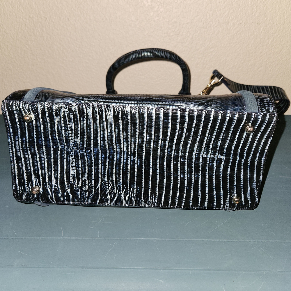 Brahmin Teal Green/Blue And Silvery Croc Embossed Shoulder Bag - Picture 5 of 8